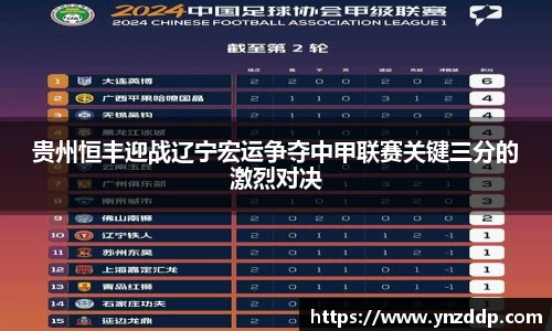 贵州恒丰迎战辽宁宏运争夺中甲联赛关键三分的激烈对决